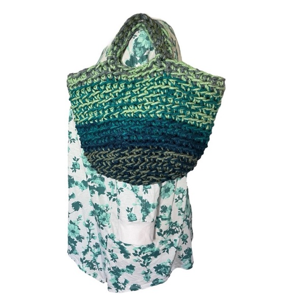 Handmade Basket Organization Green Blue Crochet Decor Hand Crafted Chunky Knit - Picture 4 of 17